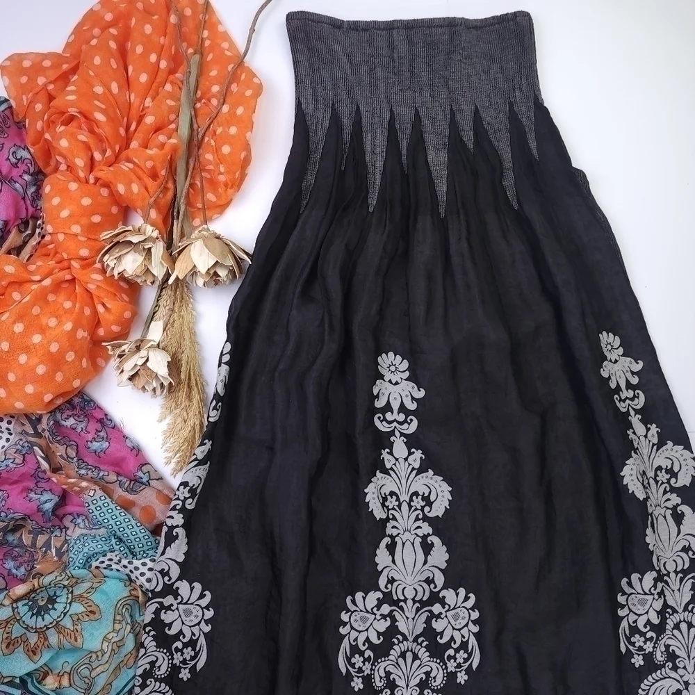 Lapis Black White Boho Onesize Dress - Picture 2 of 13